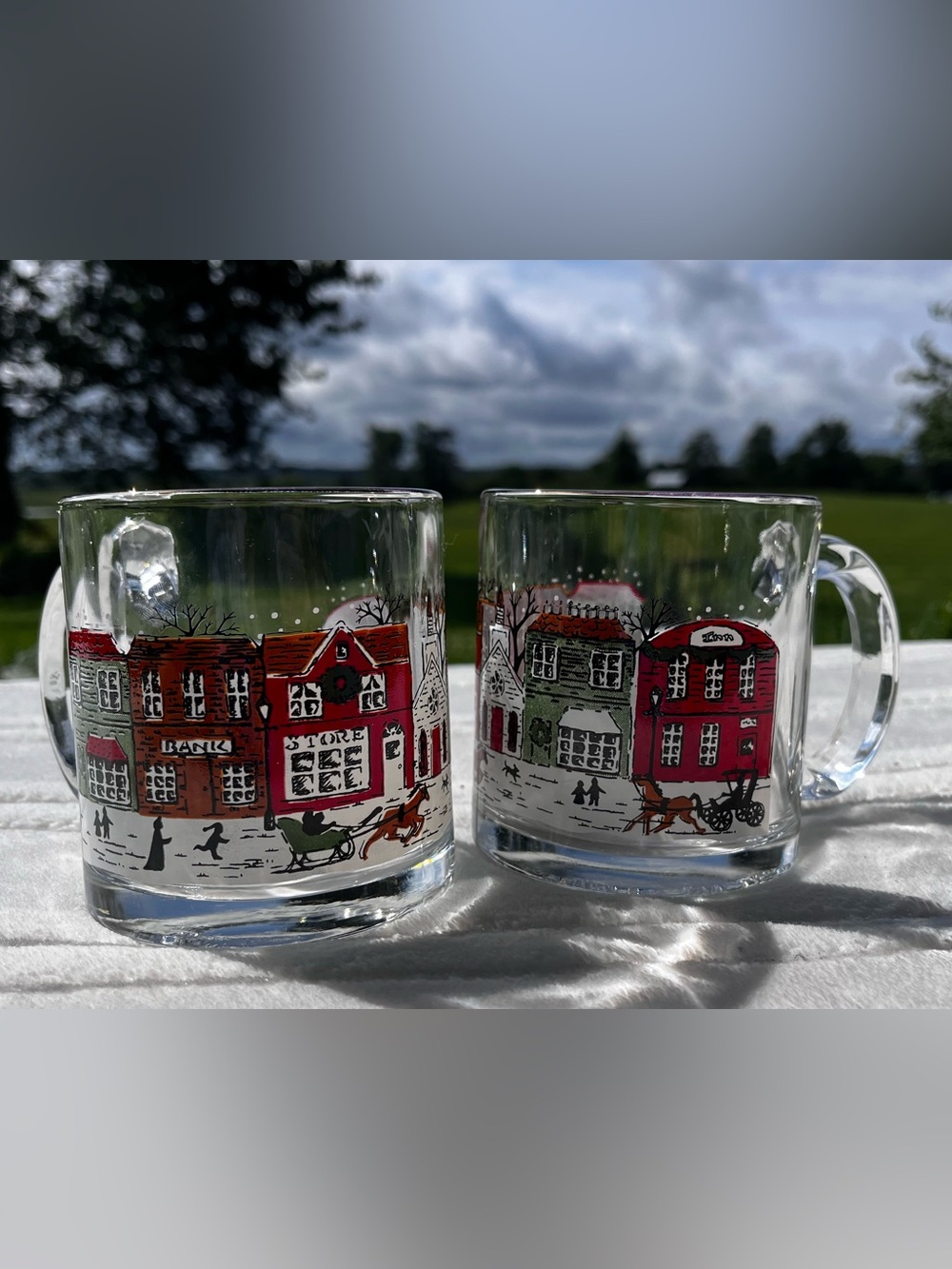 Libby Winter Scene Vintage Mugs - Picture 3 of 7